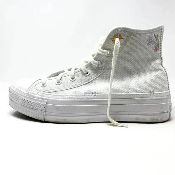 Converse Chuck Taylor All Star Lift Embroidery Hightop Platform Sneakers Sz 10.5 - Picture 11 of 16
